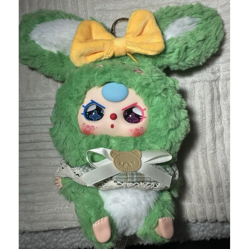 Authentic BABY THREE Lily Rabbit Town V2 Green Special Bunny Cheek Plush Pendant